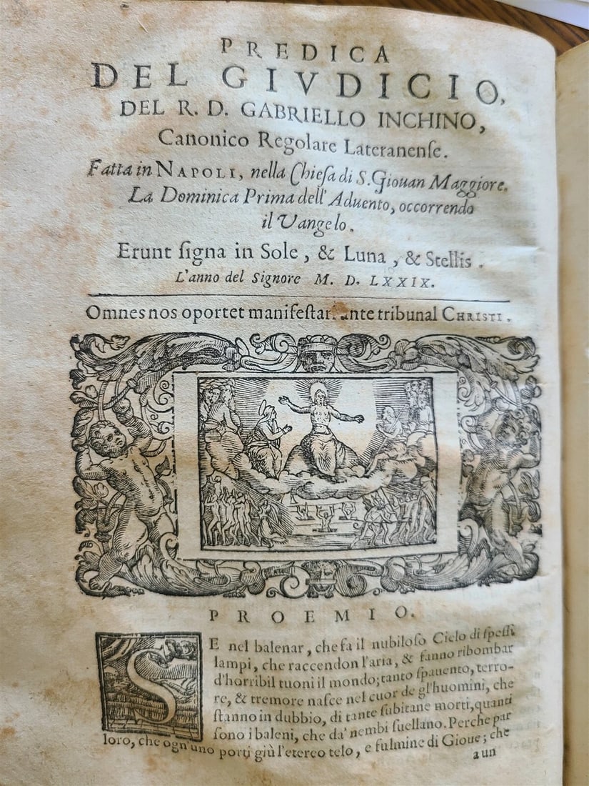1596 PREDICHE SOPRA I QUATTRO NOVISSIMI antique 16th CENTURY VELLUM BINDING 16 c - 11
