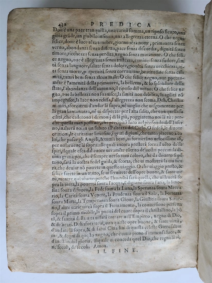 1596 PREDICHE SOPRA I QUATTRO NOVISSIMI antique 16th CENTURY VELLUM BINDING 16 c - 14