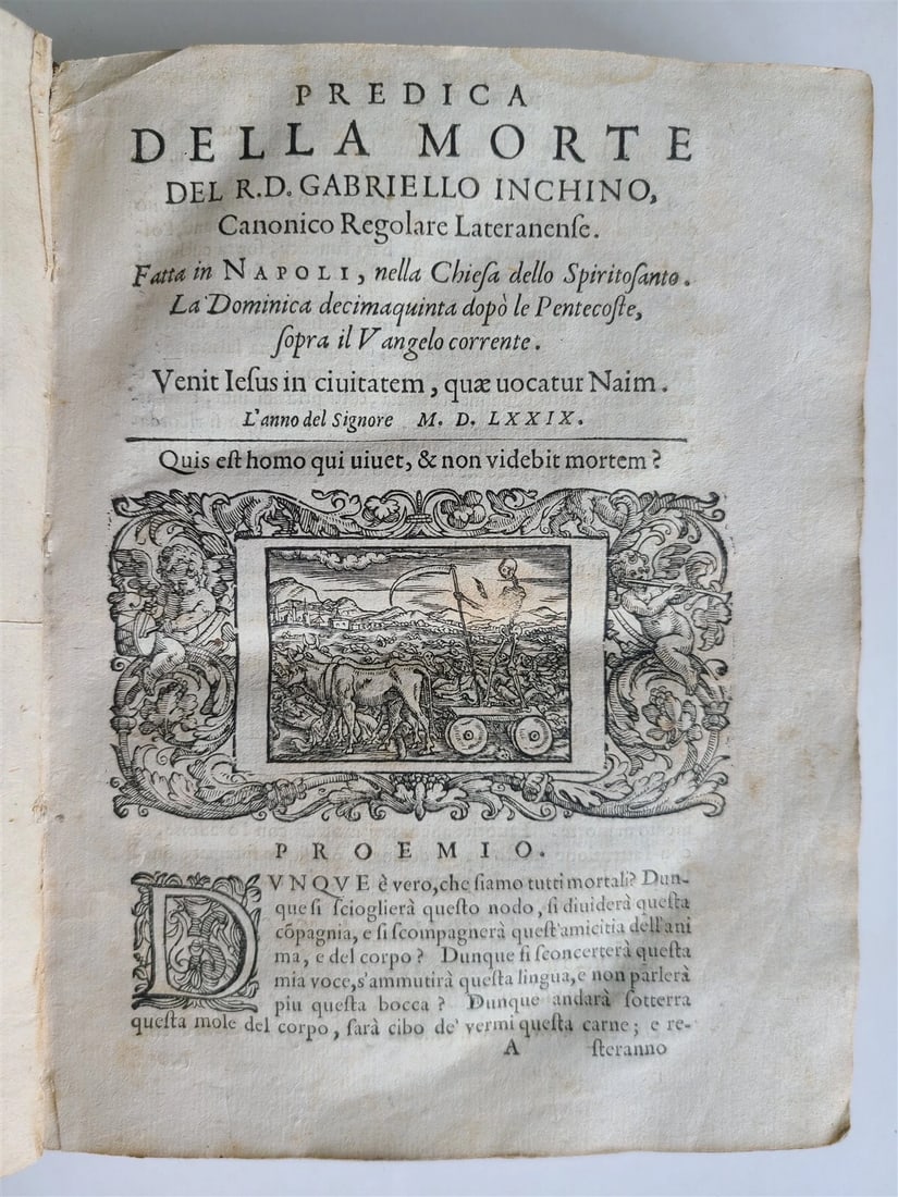 1596 PREDICHE SOPRA I QUATTRO NOVISSIMI antique 16th CENTURY VELLUM BINDING 16 c - 3