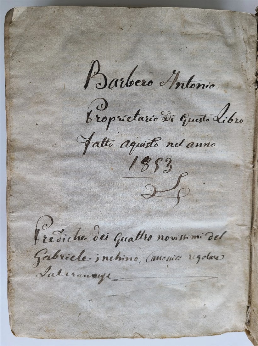 1596 PREDICHE SOPRA I QUATTRO NOVISSIMI antique 16th CENTURY VELLUM BINDING 16 c - 6