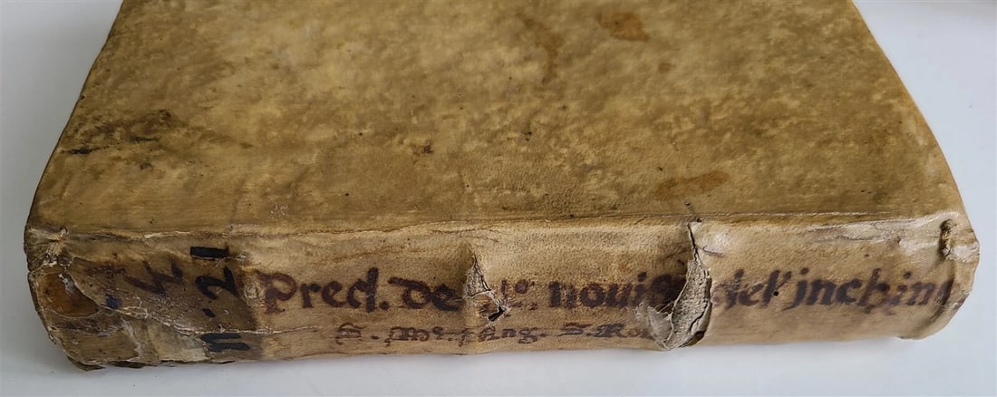 1596 PREDICHE SOPRA I QUATTRO NOVISSIMI antique 16th CENTURY VELLUM BINDING 16 c - 8