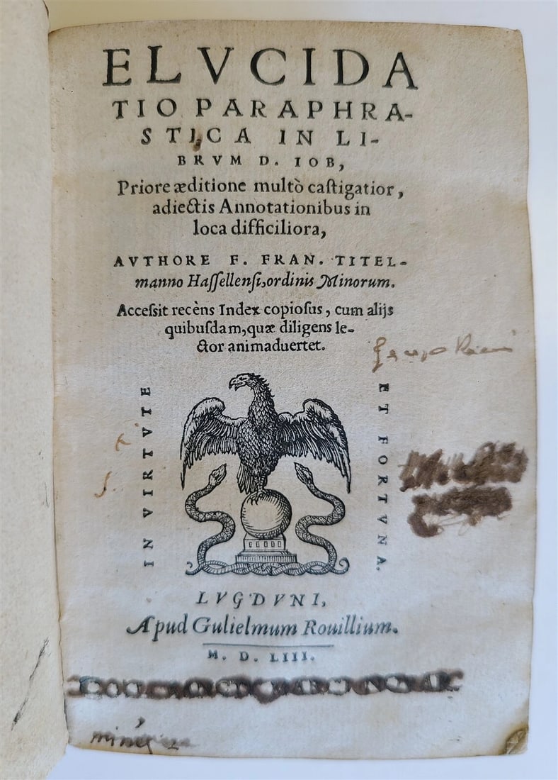 1553 Elucidatio paraphrastica in librum D. Iob by Franz Titelmans antique VELLUM (1 of 7)