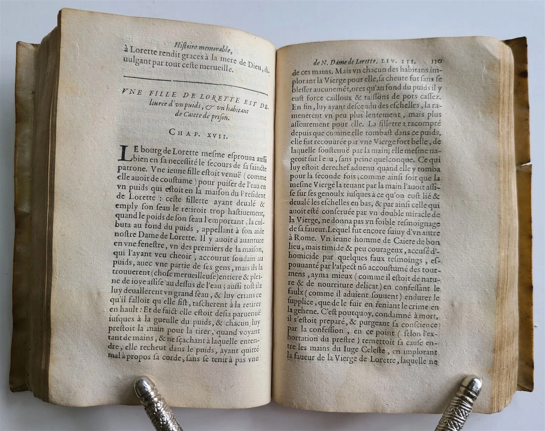 1599 L'HISTOIRE MEMORABLE DE NOSTRE DAME DE LORETTE antique VELLUM in French - 7