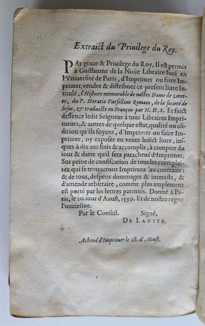 1599 L'HISTOIRE MEMORABLE DE NOSTRE DAME DE LORETTE antique VELLUM in French - 8