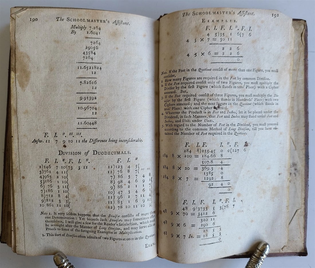 1796 SCHOOLMASTERS ASSISTANT COMPENDIUM of ARITHMETIC antique AMERICANA Dilworth - 8