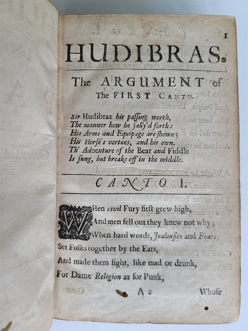 1684 HUDIBRAS by SAMUEL BUTLER antique in ENGLISH POLITICAL SATIRE poetry 1st ed - 3