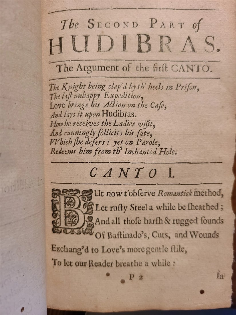1684 HUDIBRAS by SAMUEL BUTLER antique in ENGLISH POLITICAL SATIRE poetry 1st ed - 7