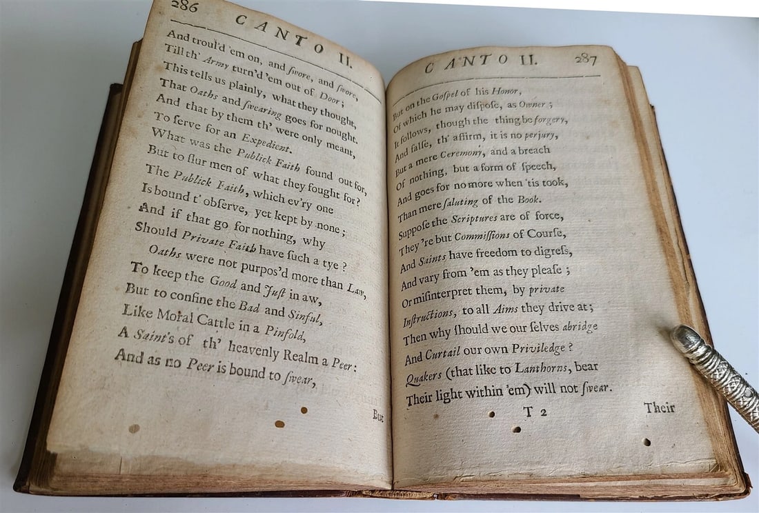 1684 HUDIBRAS by SAMUEL BUTLER antique in ENGLISH POLITICAL SATIRE poetry 1st ed - 9