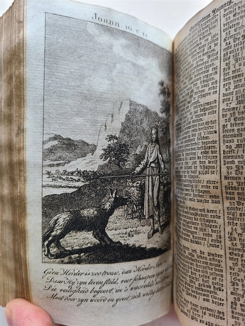 1797 BIBLE in DUTCH ILLUSTRATED antique VELLUM BOUND BIBLIA OLD & NEW TESTAMENT - 10