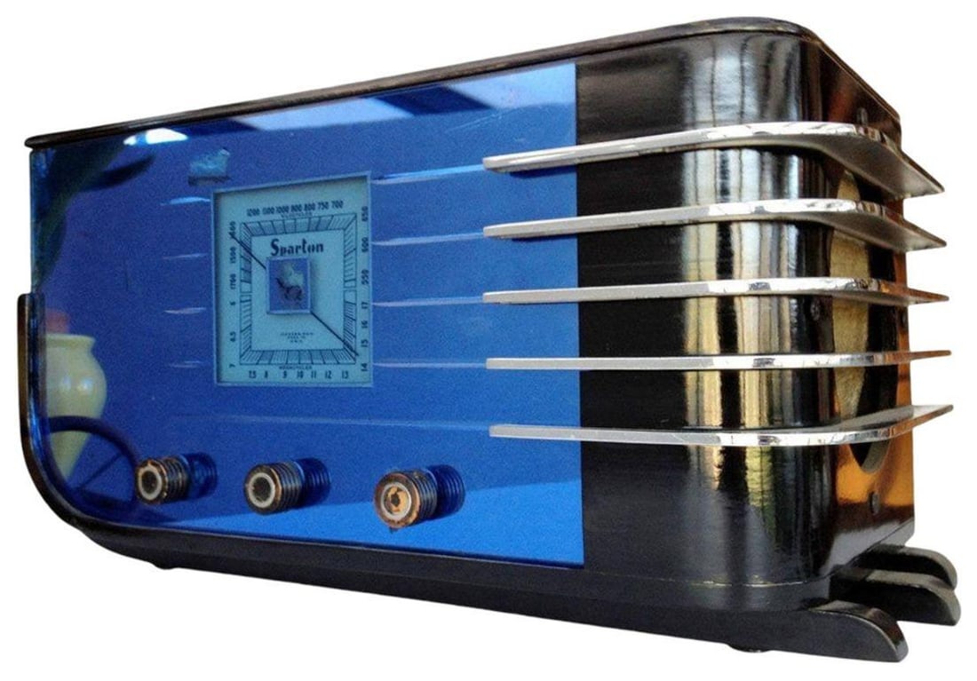 1936 Sparton Model 557 "Sled" Cobalt Glass Deco Radio by Walter Dorwin Teague - 9