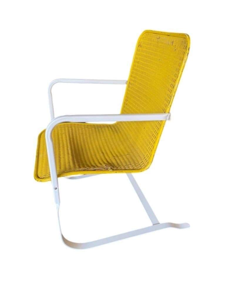 Mid-cenrtury Lloyd Flanders "Loom" Wicker Springer Outdoor Patio Chair, Pair - 10