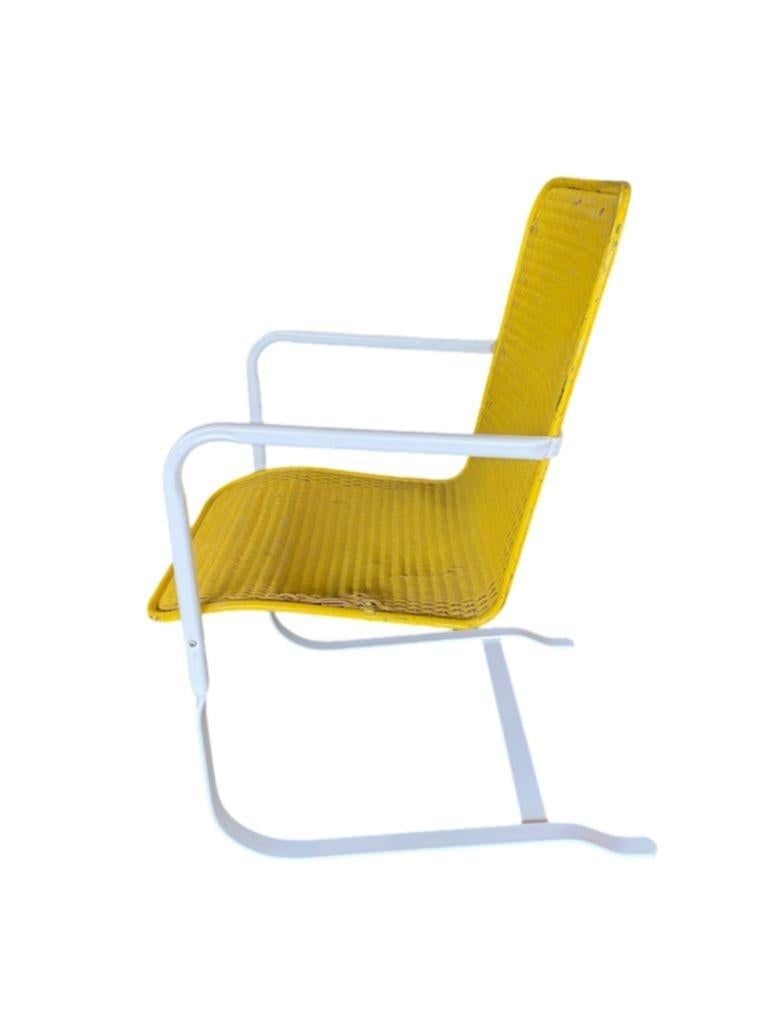 Mid-cenrtury Lloyd Flanders "Loom" Wicker Springer Outdoor Patio Chair, Pair - 3