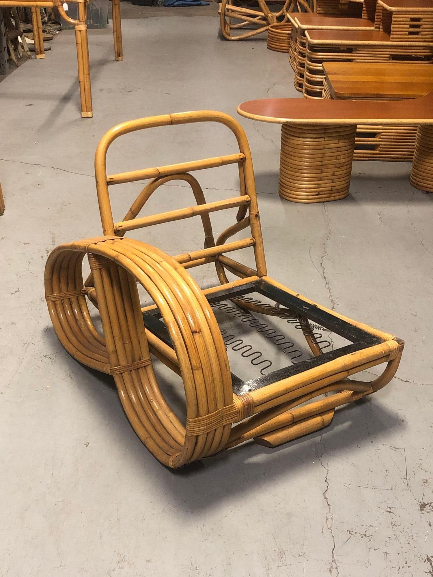 Restored Rattan Five-Strand Reverse 3/4 Pretzel Single Arm Lounge Chair - 12