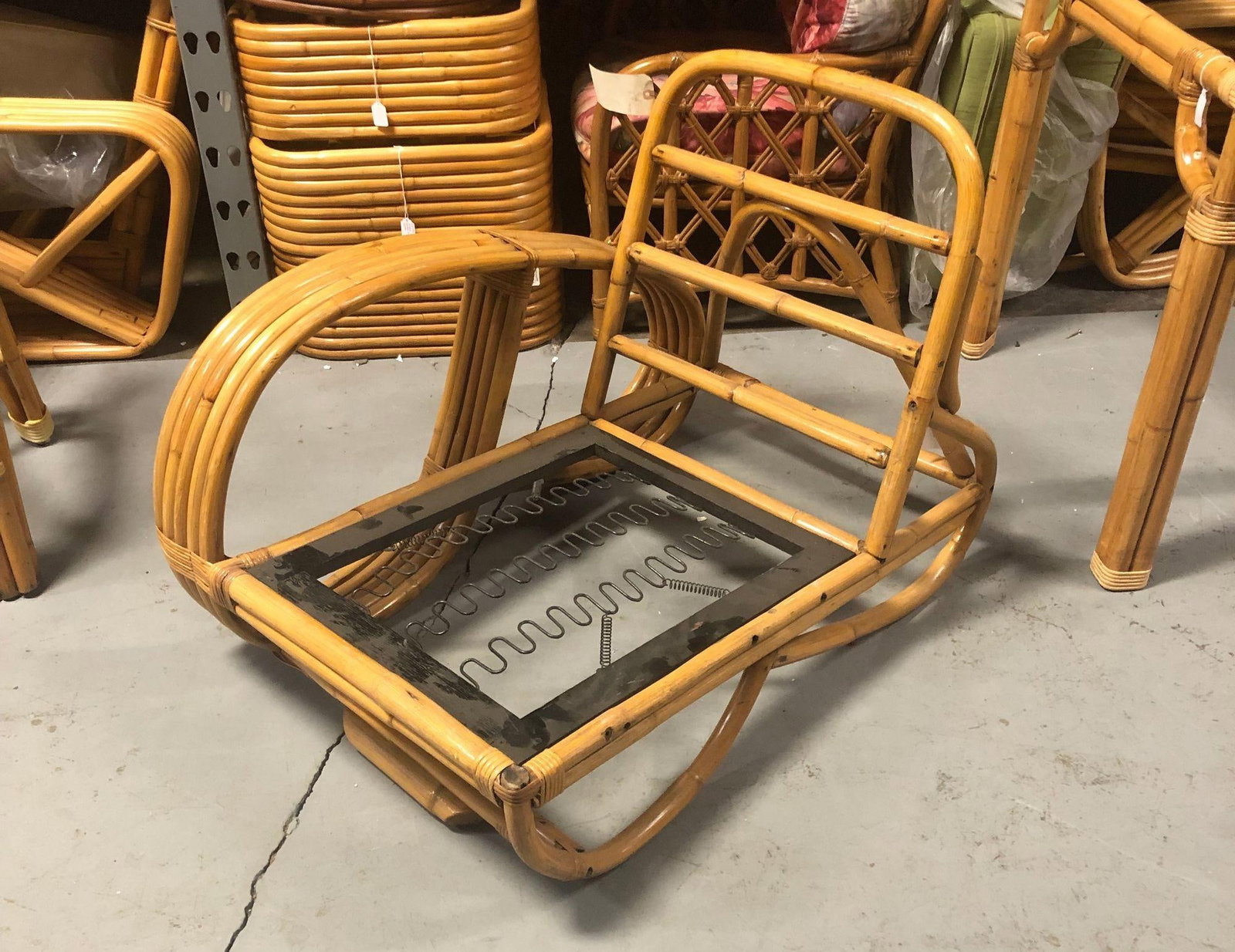 Restored Rattan Five-Strand Reverse 3/4 Pretzel Single Arm Lounge Chair - 16