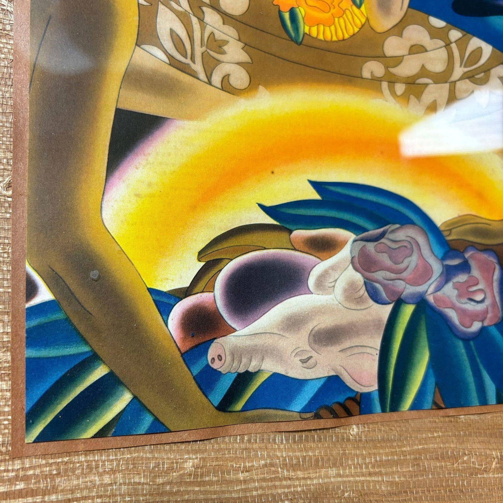 Vintage Matson Lines Hawaiin Cruise Ship Menu Covers in Bamboo Frame - Pair - 5