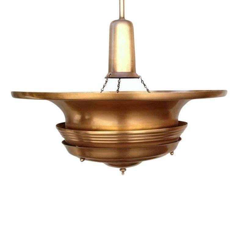 Streamline Machine Age Copper Tiered Disk Saucer Ceiling Hanging Pendant - 4
