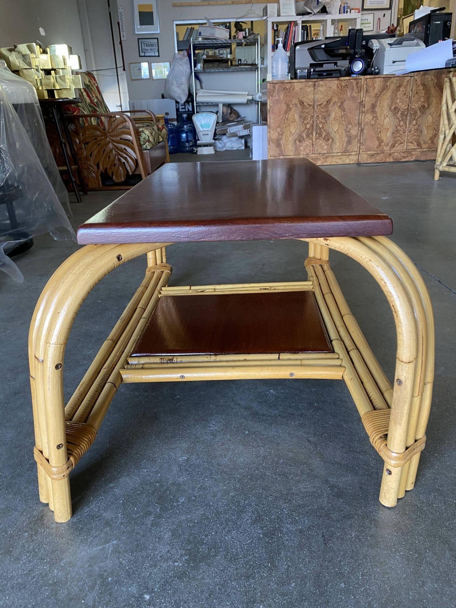 Restored Rattan & Mahogany "Grasshopper" Cocktail Table - 11