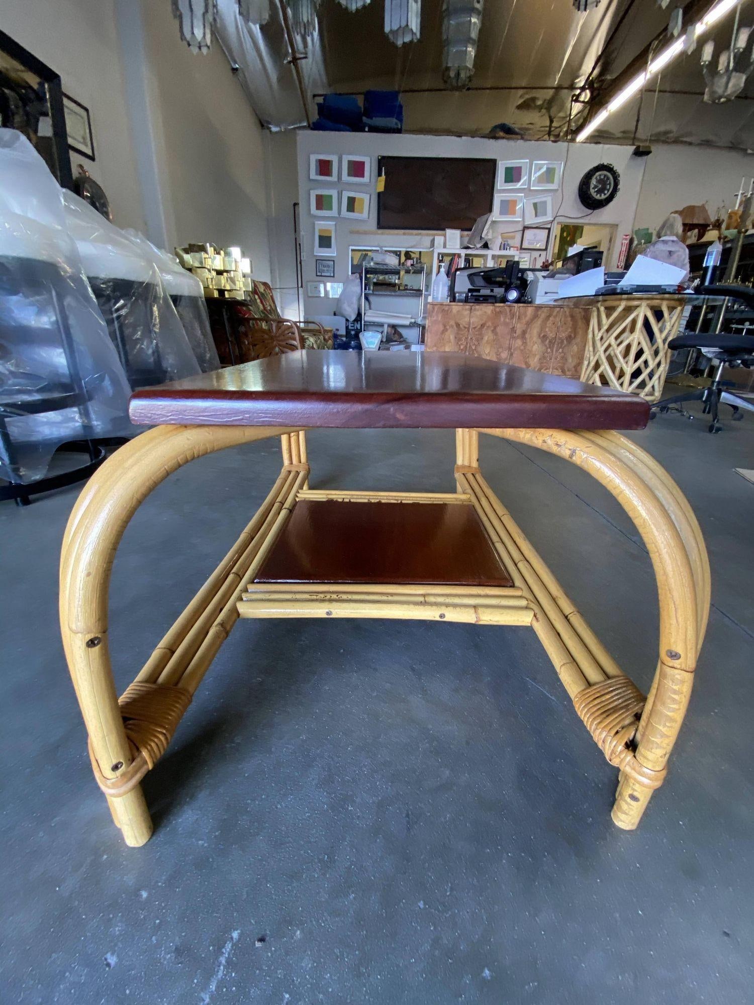 Restored Rattan & Mahogany "Grasshopper" Cocktail Table - 6
