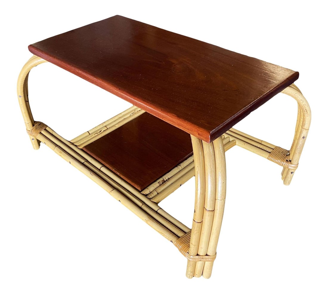 Restored Rattan & Mahogany "Grasshopper" Cocktail Table - 8