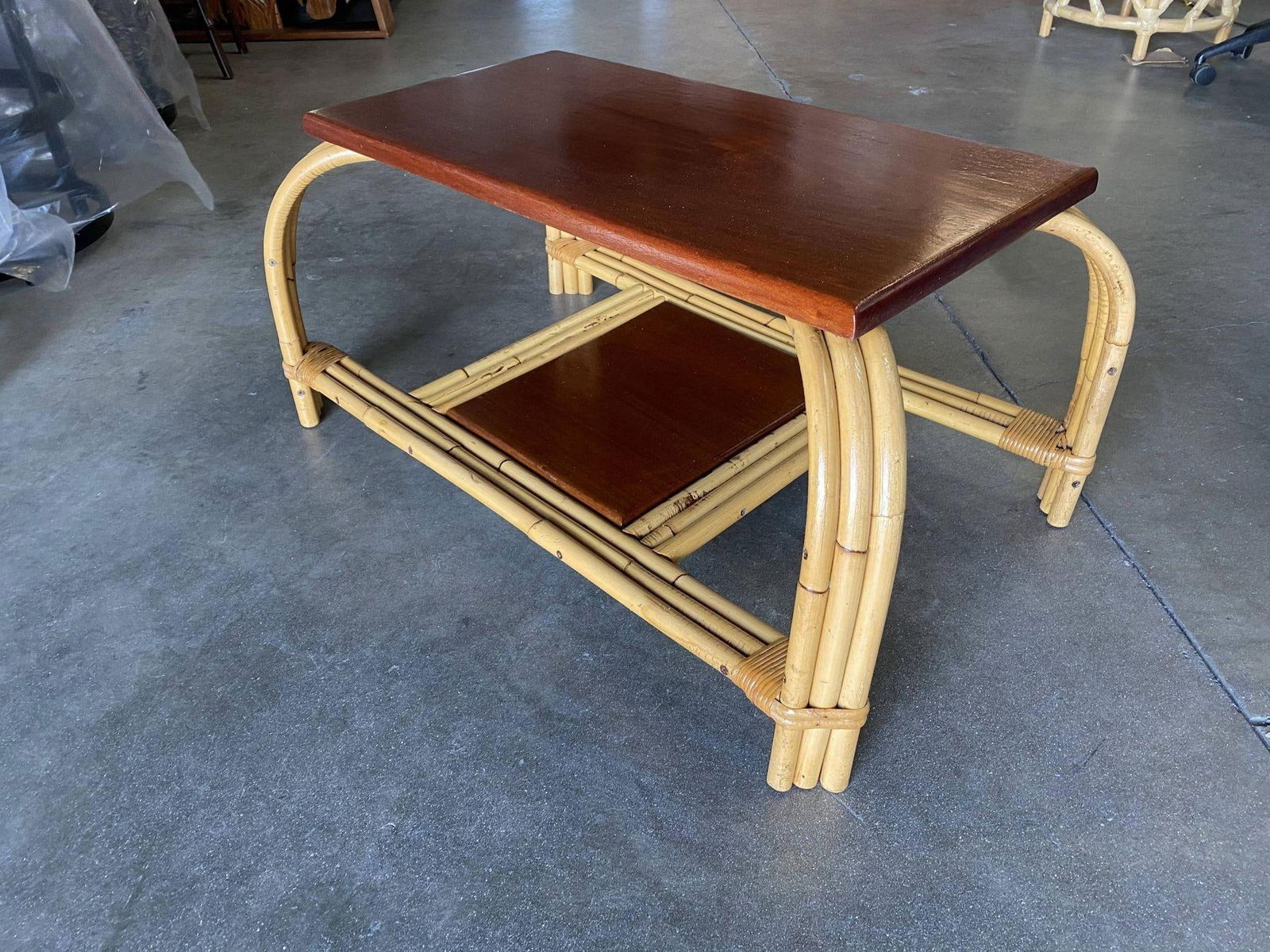Restored Rattan & Mahogany "Grasshopper" Cocktail Table - 9