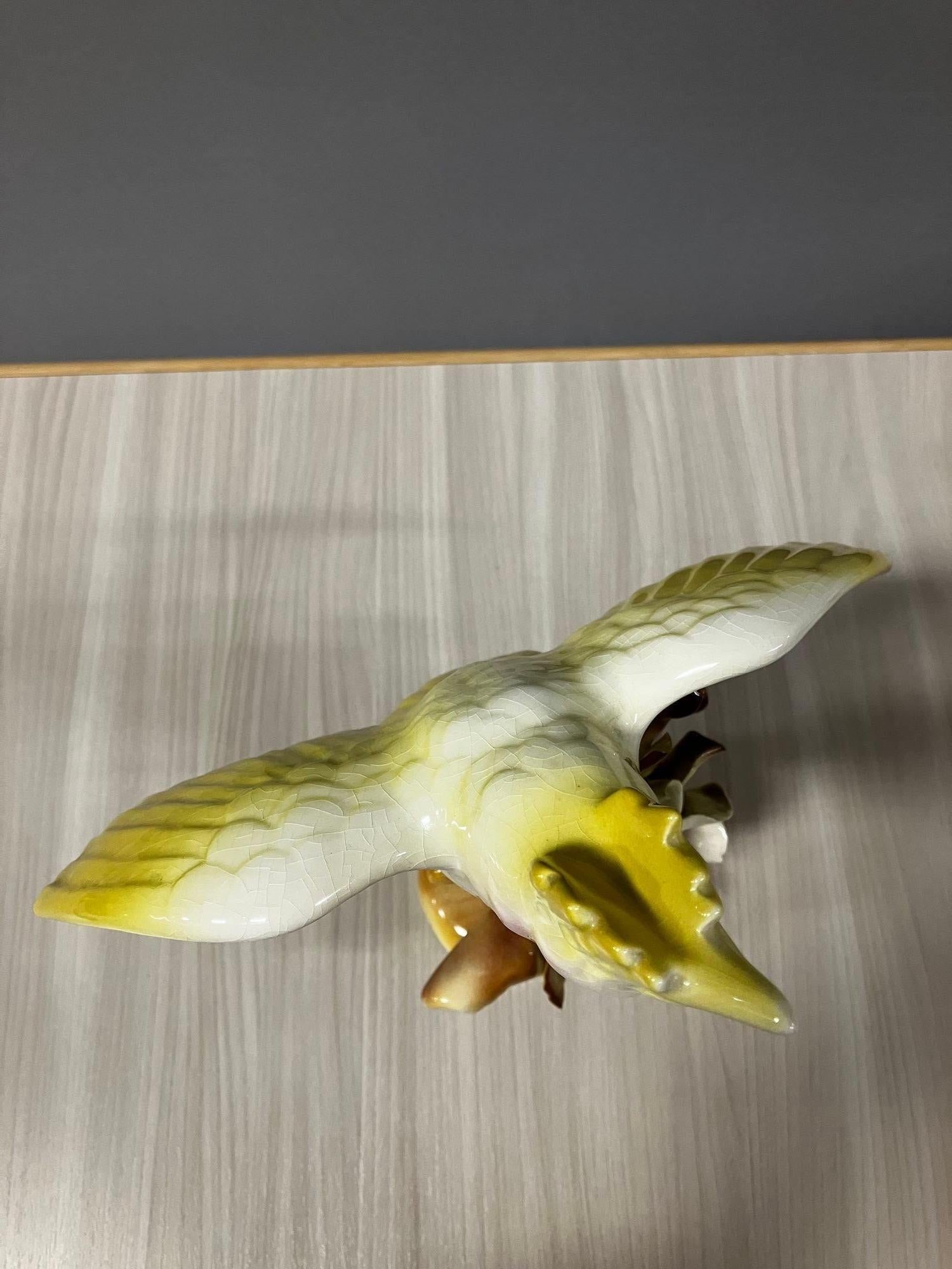 California Pottery Ceramic Tropical Cockatoo on Hibiscus Branch Statue - 19