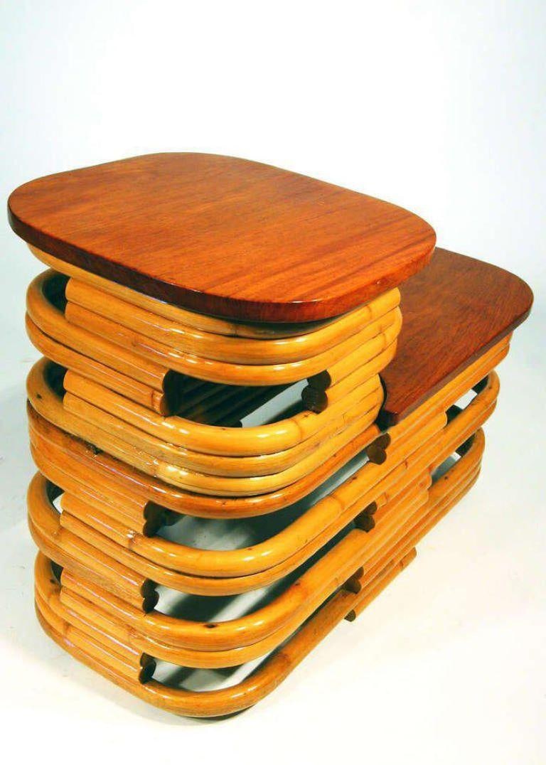 Rare Restored Double Tear Drop Stacked Rattan Lounge Chair Sofa Livingroom Set - 4