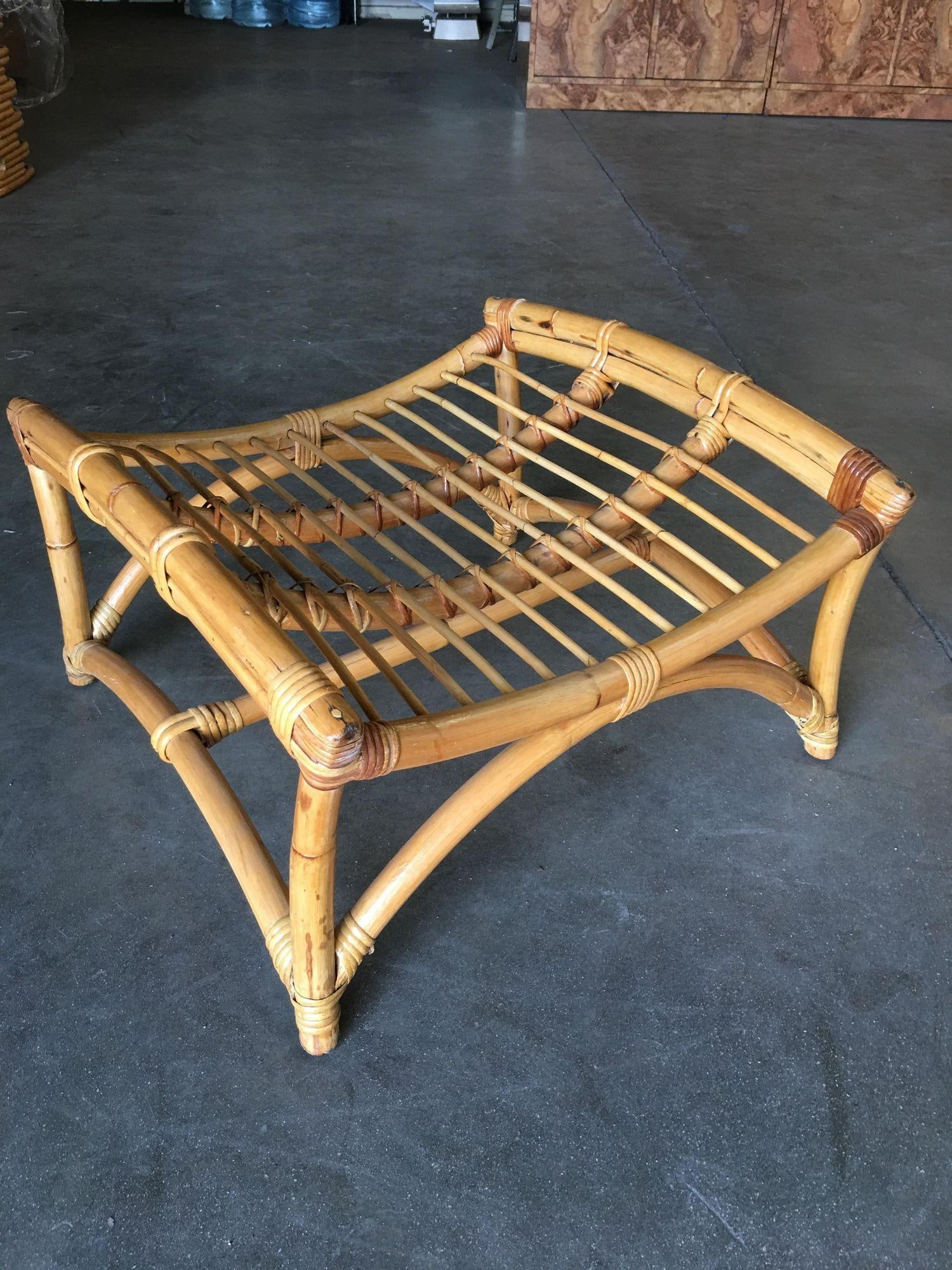 Restored Two-Strand Slope Seat Rattan Chaise Lounge With Ottoman - 3