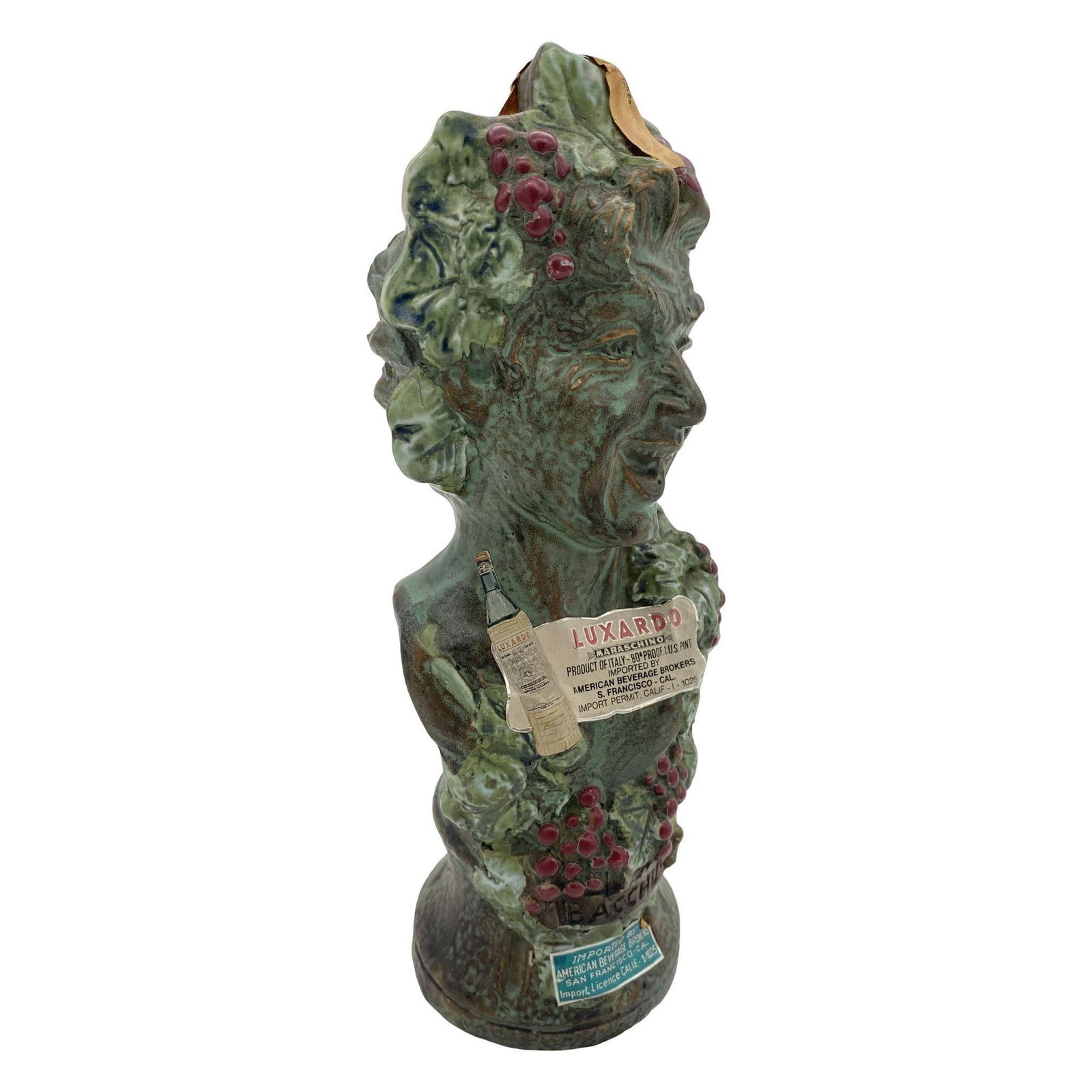 Girolamo Luxardo Ardo Cherry Wine Bacchus Bust Decanter, Sealed - 15