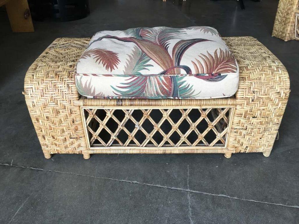 Restored Woven Wicker "Peacock" Throne Lounge Chair w/ Matching Ottoman - 5