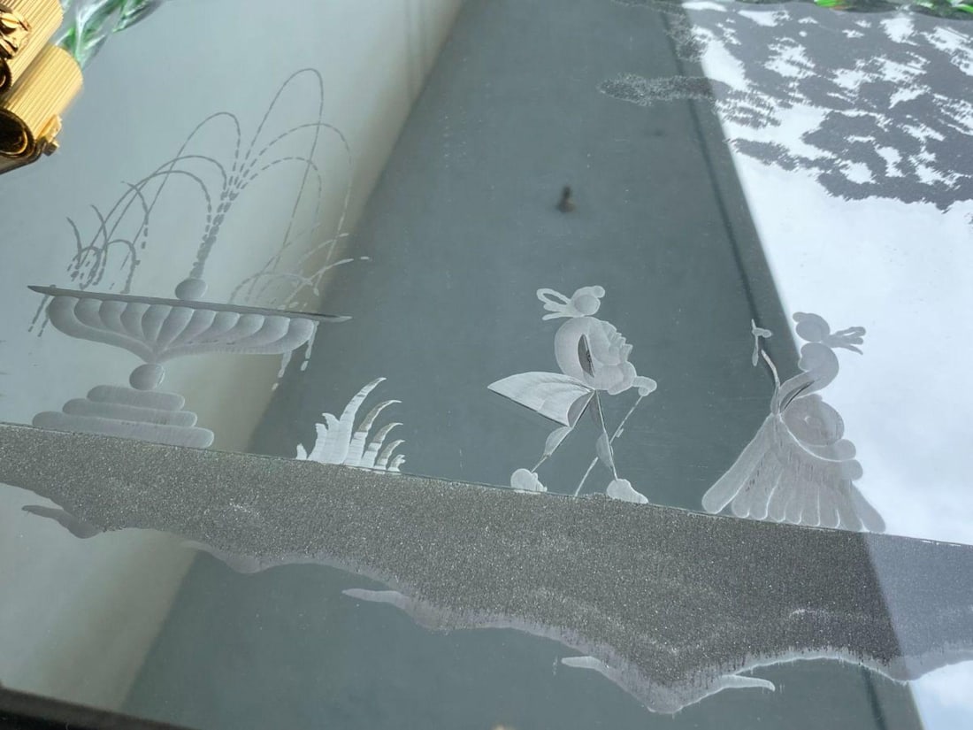 Itailan Murano Barovier Style Vanity Tray with Etched Mirror Twisted Glass Rope - 9