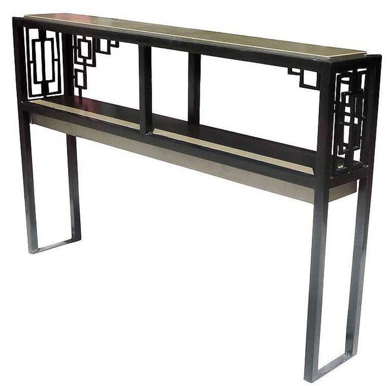 Black and Gold "Prairie" Style Console Table - 10
