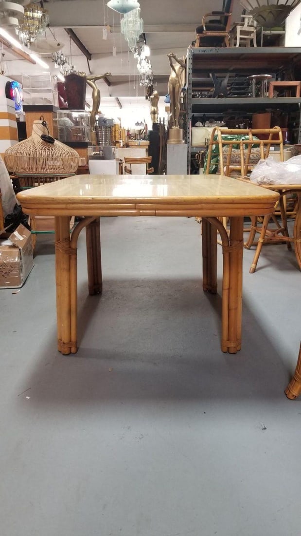 Restored 4-Strand Legs Rattan Dining Table w/ Formica Top - 8