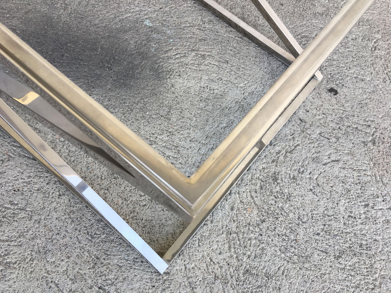 Granger Hertzog Attributed Chrome X Base Glass Top Coffee Table - 5