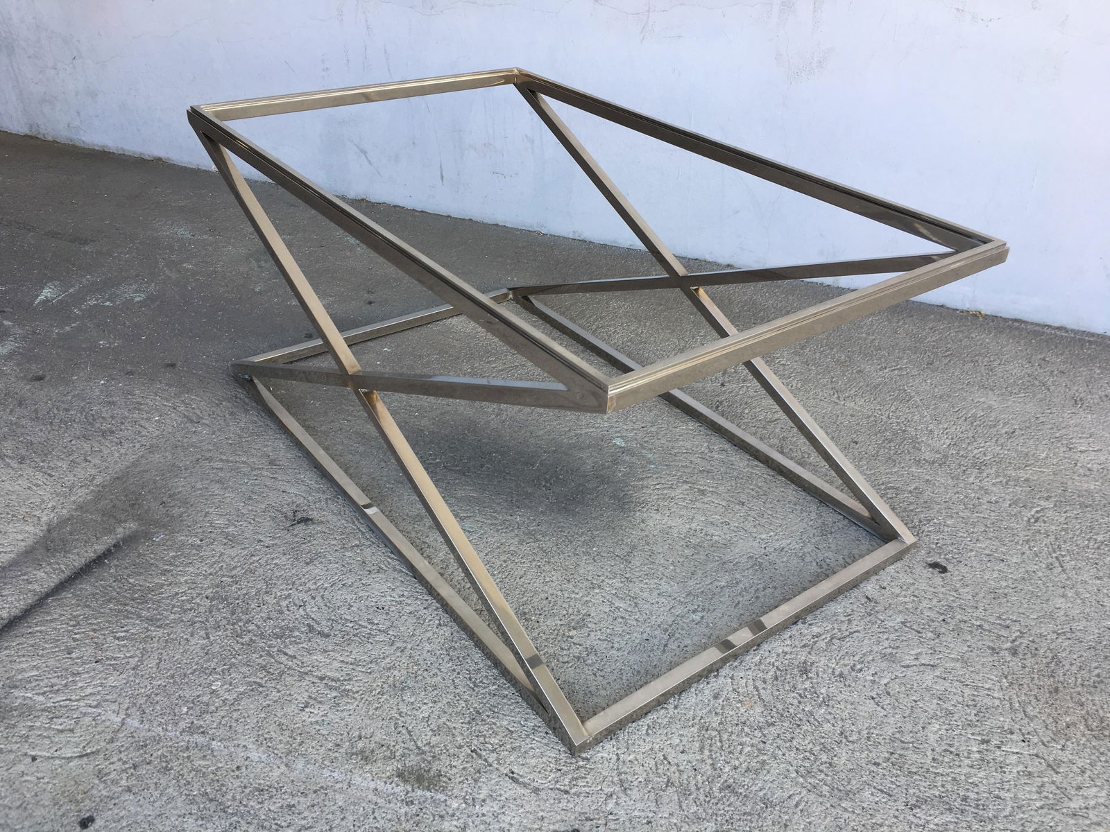 Granger Hertzog Attributed Chrome X Base Glass Top Coffee Table - 6