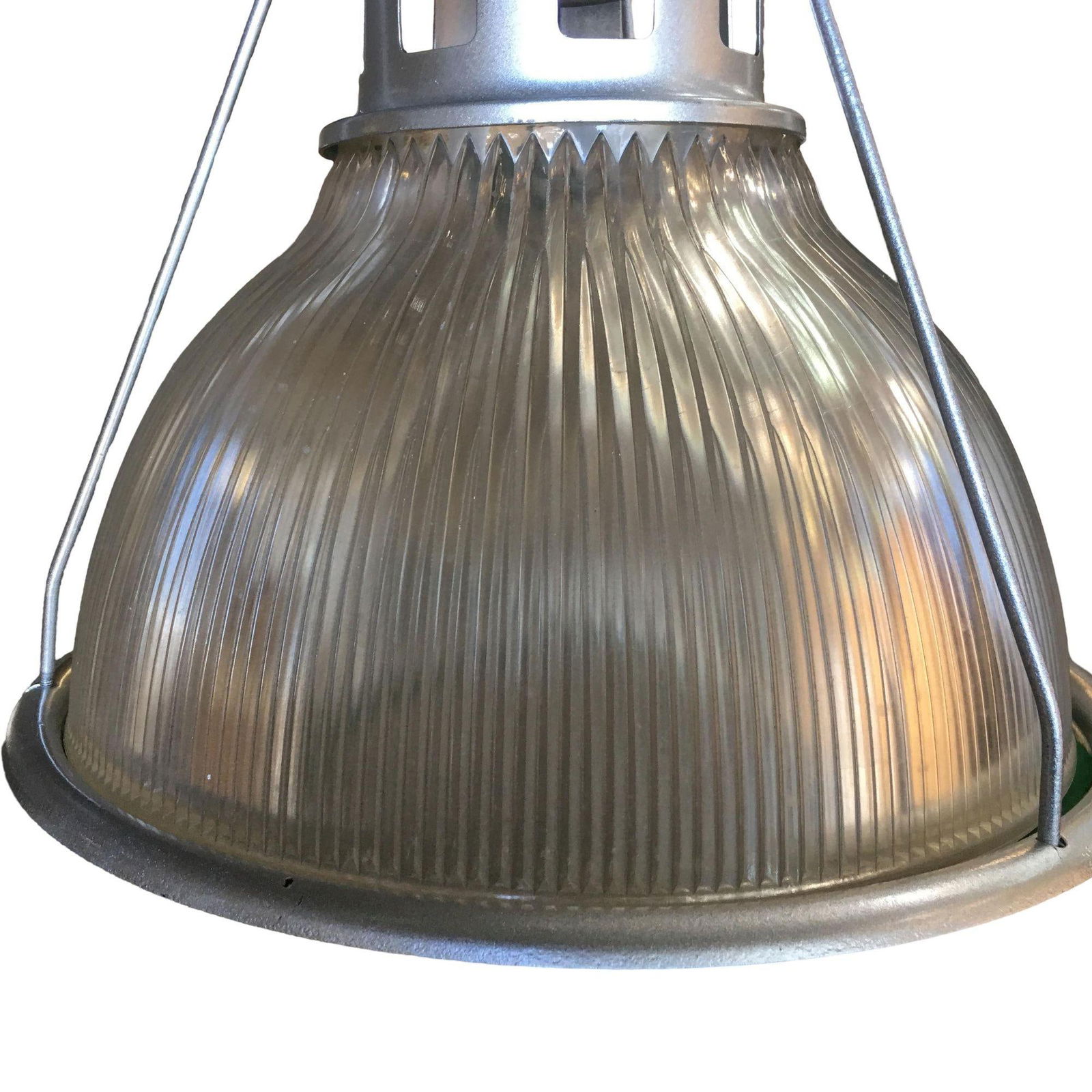 Silver Colored Industrial Ribbed Pendant Lamp by Holophane - 6