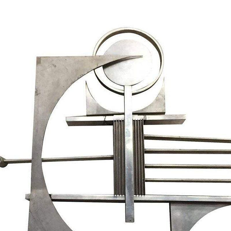 Mid-century Brutalist Free-Form Aluminum & Steel Geometric Art Wall Sculpture - 3