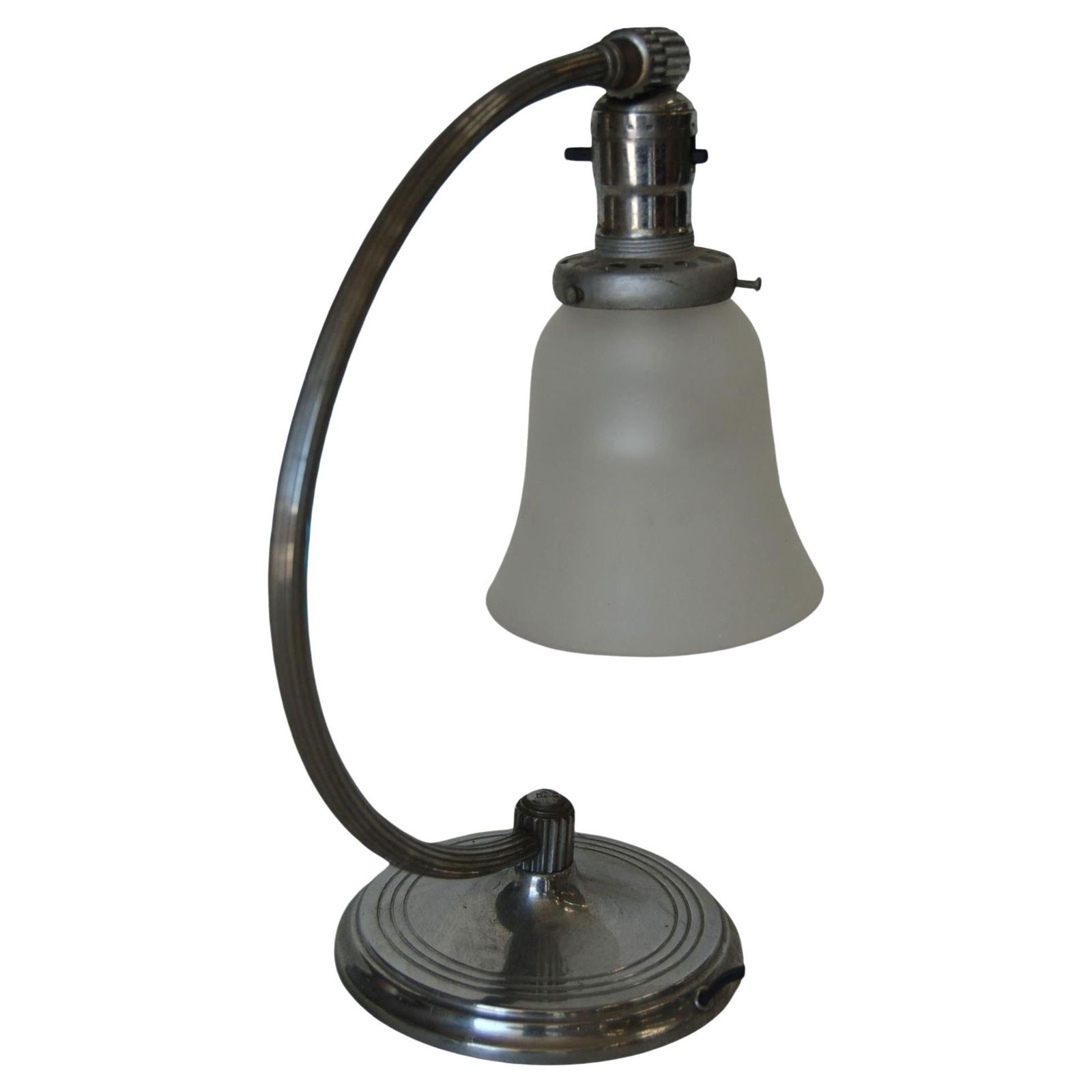 Nickel-Plated Accent Table Lamp with Frosted Bell Lamp Shade - 7