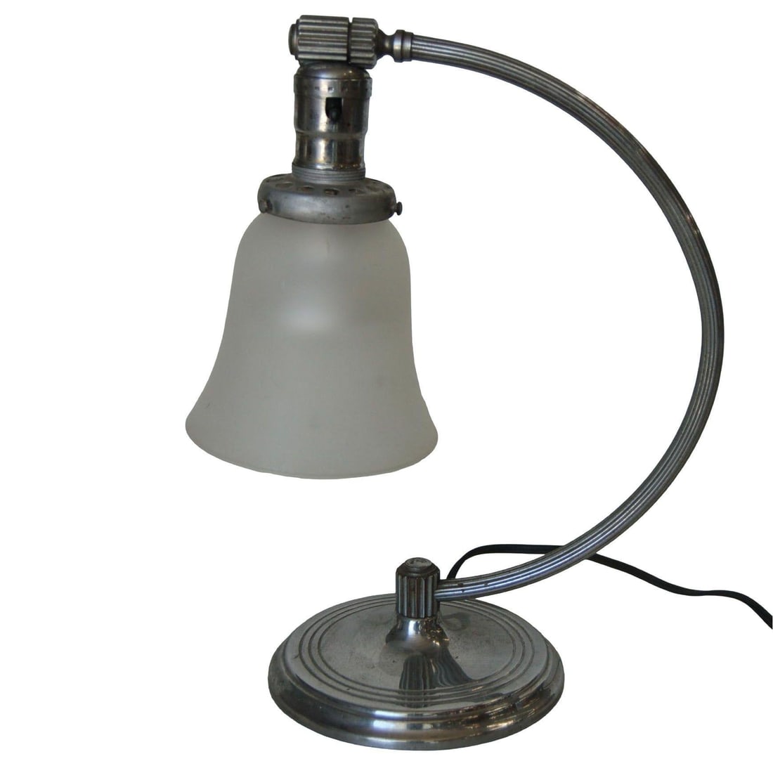 Nickel-Plated Accent Table Lamp with Frosted Bell Lamp Shade - 8