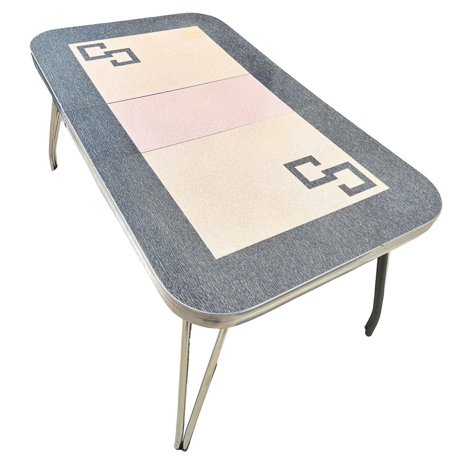 Mid-century Pink & Black Formica & Polished Chrome Kitchennette Dining Table - 11