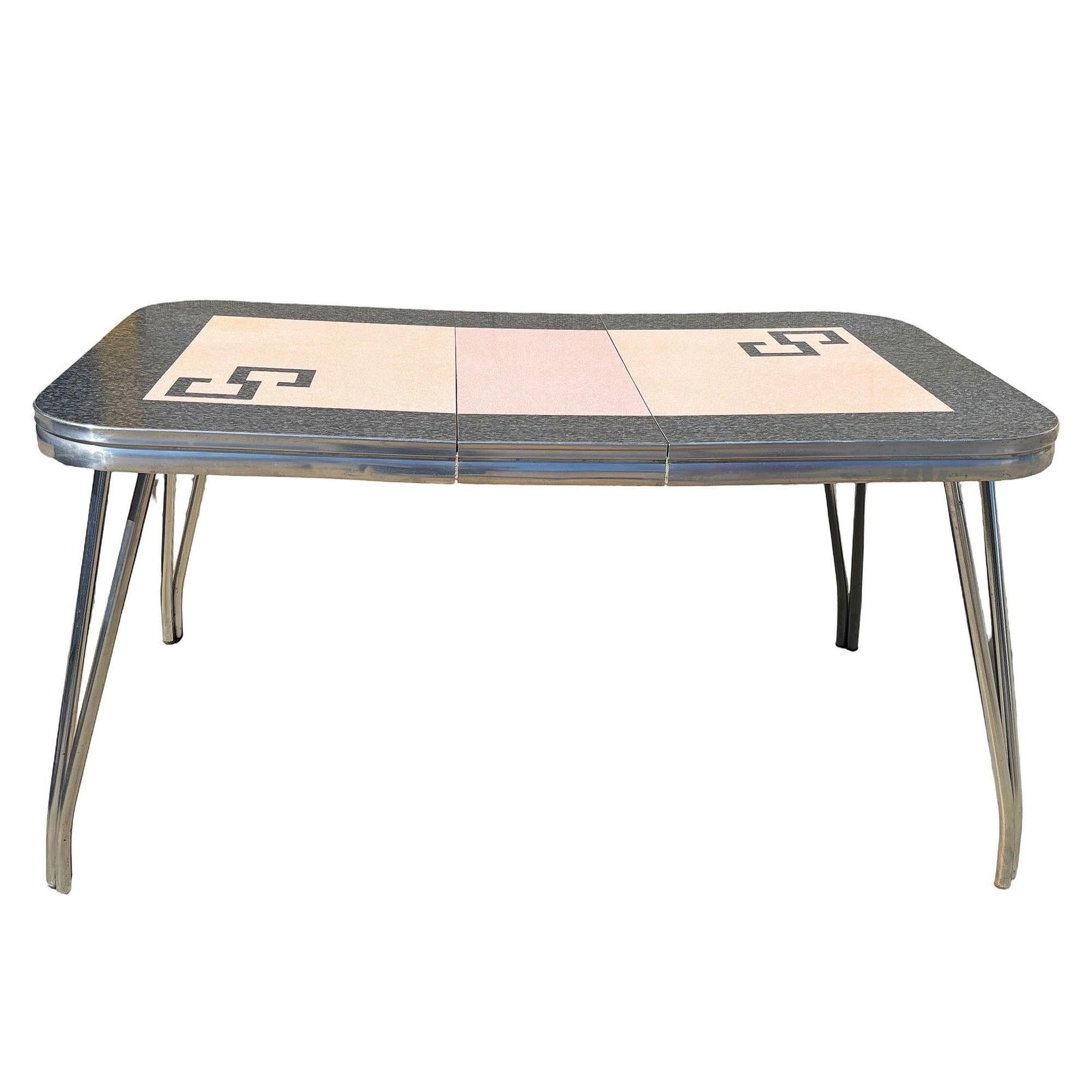 Mid-century Pink & Black Formica & Polished Chrome Kitchennette Dining Table - 9