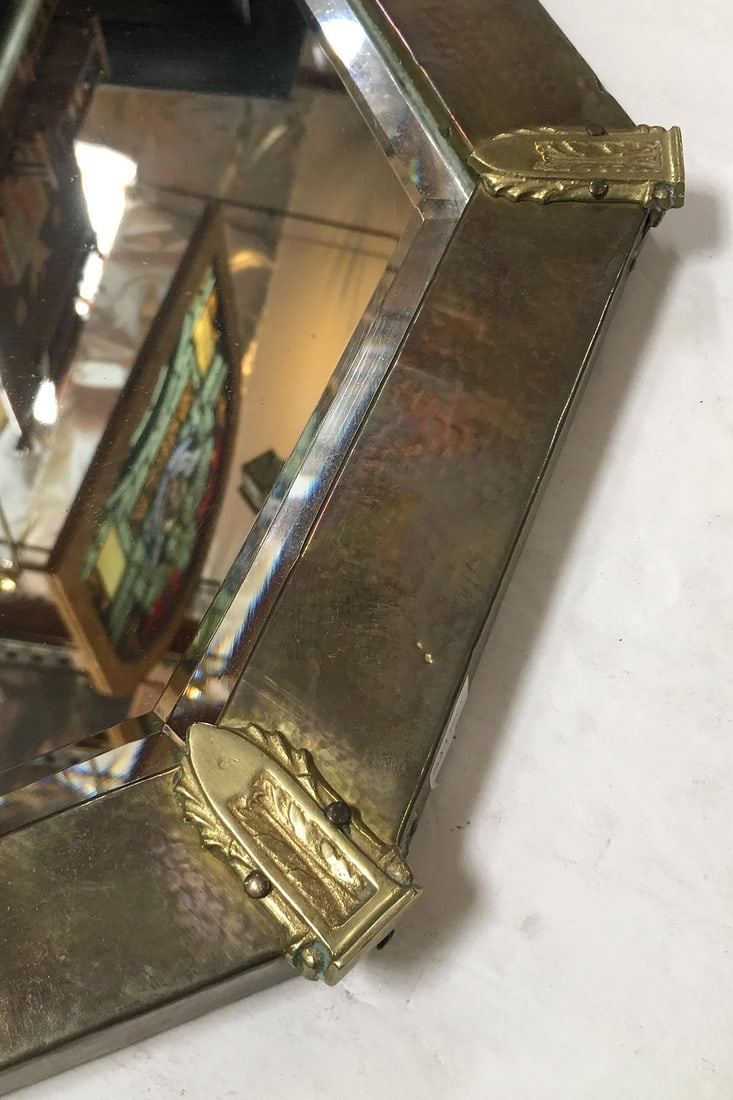 Arts & Crafts Hand Hammered Octagon Copper Mirror - 5