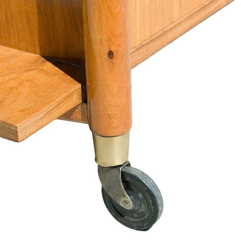 Mid-Century Three-Tier Bar Serving Cart w/ Storage Cabinet - 19