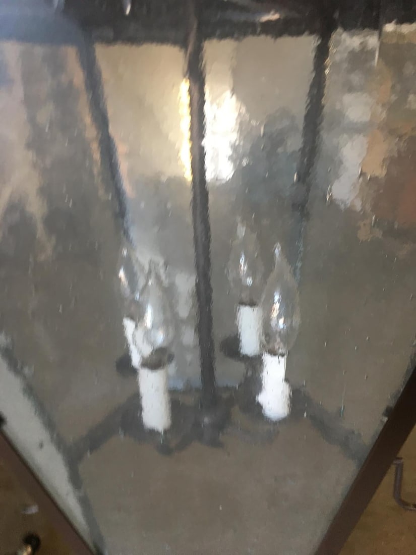 Large Octagon Bronze 4-Light Lantern Chandelier with Handle - 20