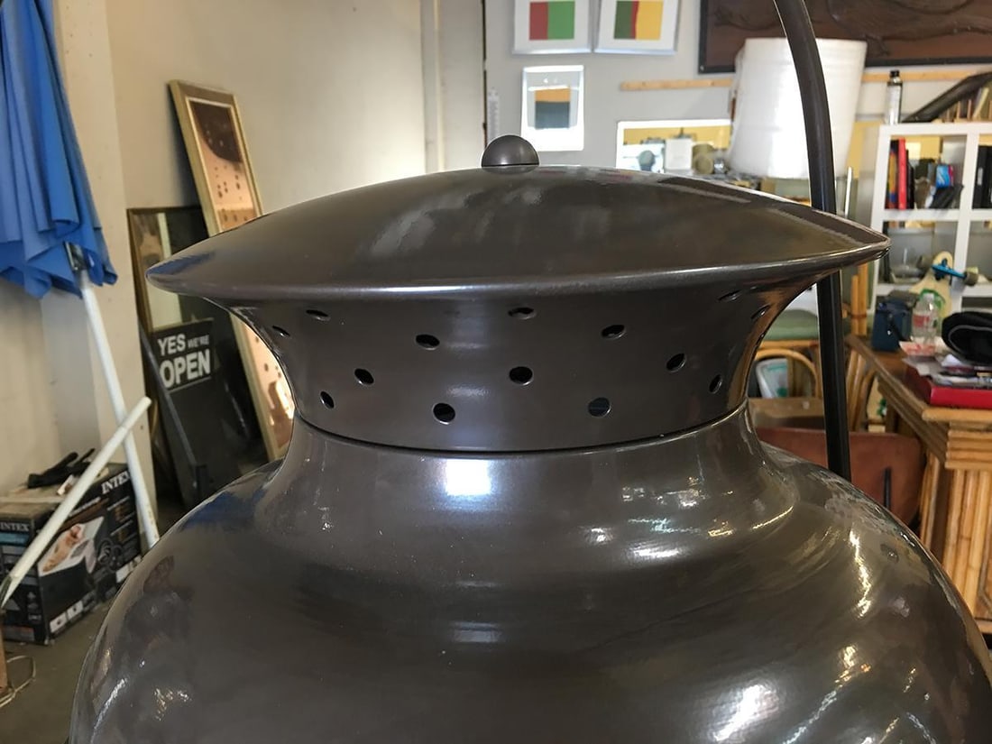 Large Octagon Bronze 4-Light Lantern Chandelier with Handle - 2