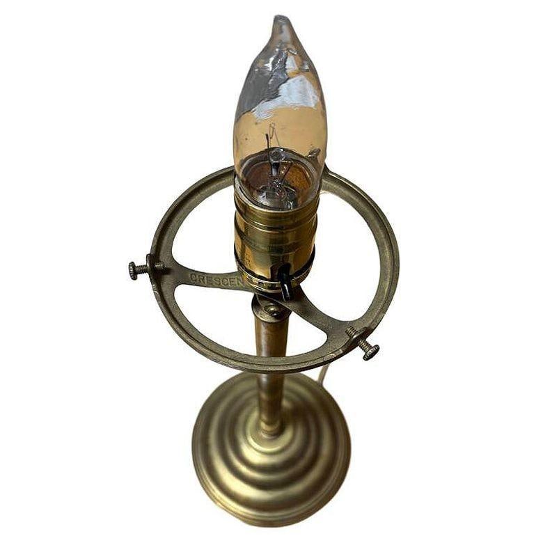 Art Deco Brass Desk or Table Lamp w/ Glass Globe - 18