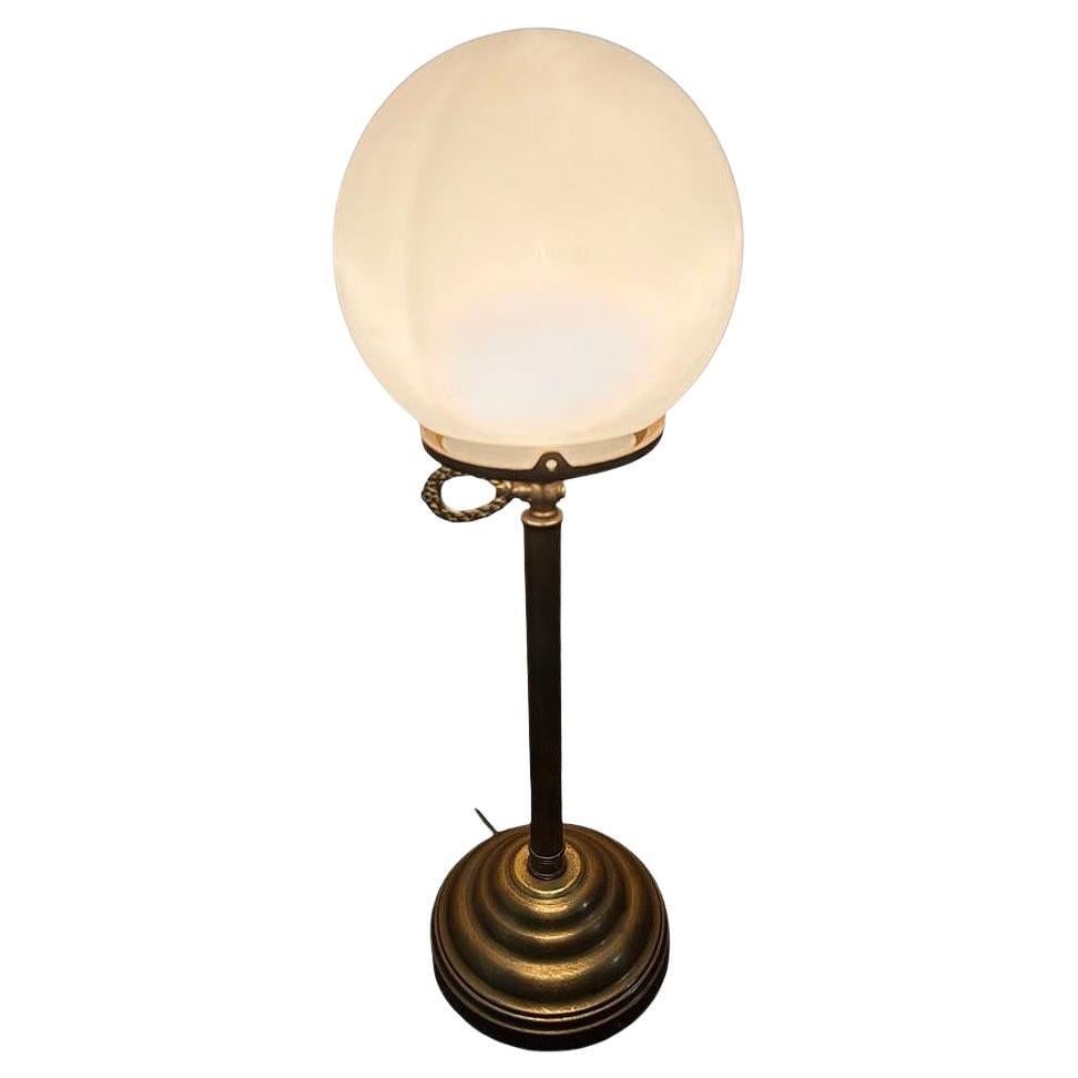 Art Deco Brass Desk or Table Lamp w/ Glass Globe (1 of 18)