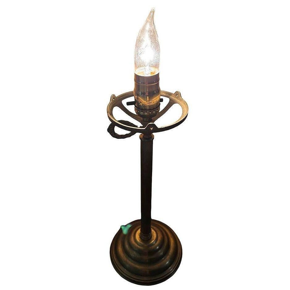 Art Deco Brass Desk or Table Lamp w/ Glass Globe - 5