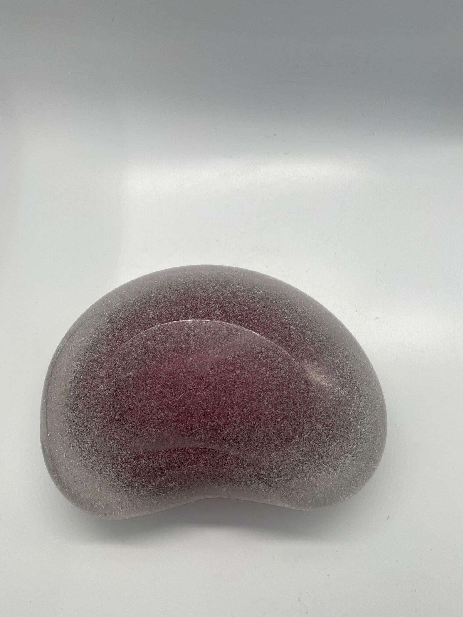 Handblown Cherry Red Biomorphic Kidney Murano Glass Ring Tray - 12