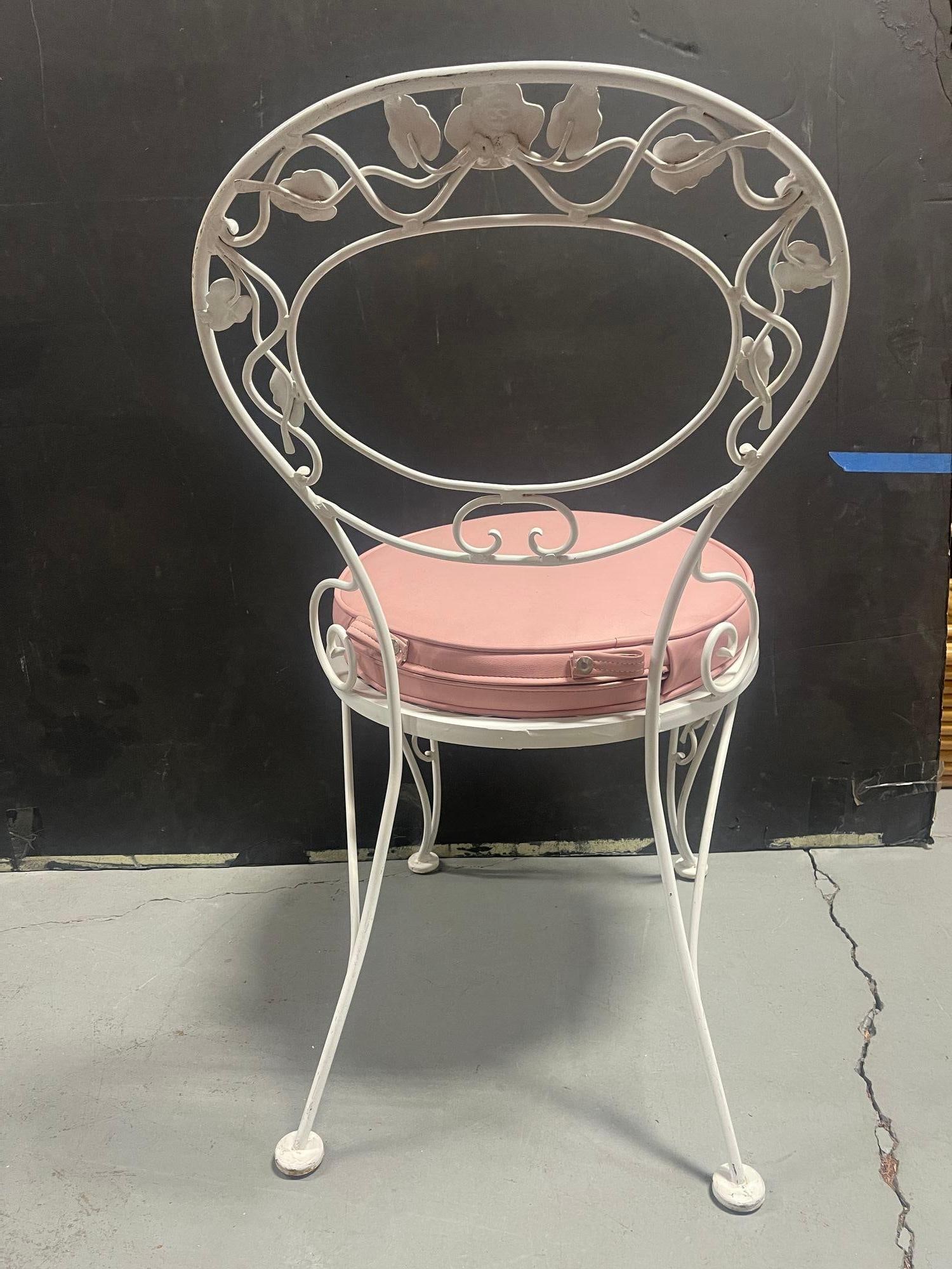Pink Rose White Iron Garden Table and Chairs Set - 13