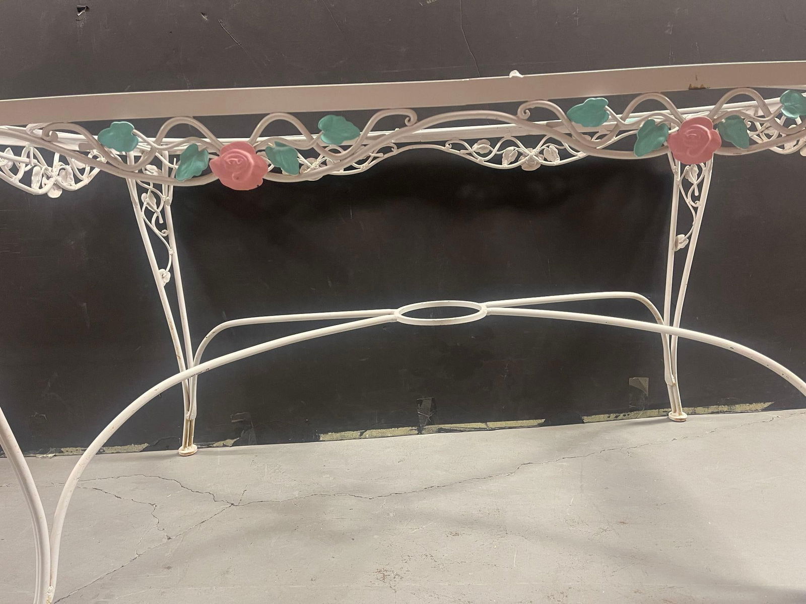 Pink Rose White Iron Garden Table and Chairs Set - 15